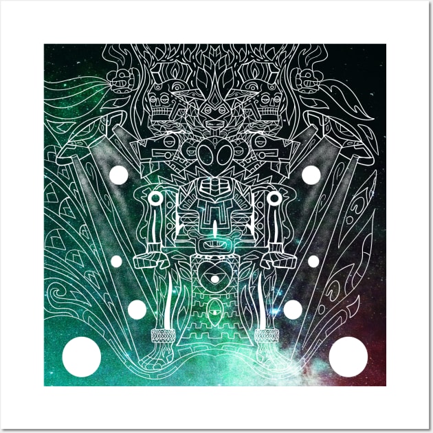 alien in mictlan hell space pattern ecopop Wall Art by jorge_lebeau